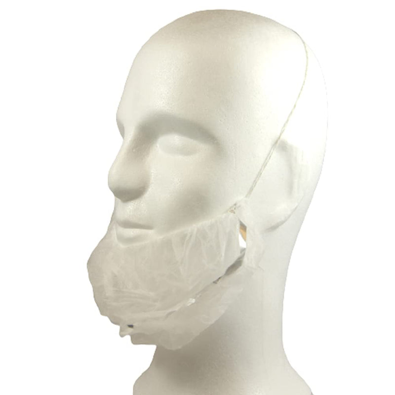  [AUSTRALIA] - Pack of 100 detectable beard bandages - 40 x 25 cm - Brand: BICAP (beard protection, disposable beard protection, beard covers, beard nets) (White) White