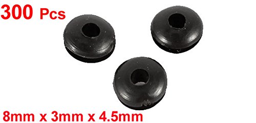  [AUSTRALIA] - uxcell a14061800ux0639 300pcs Black Rubber Wiring Grommets Ring Cable Protector 3 mm x 8mm (Pack of 300)