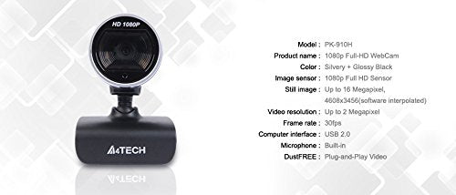  [AUSTRALIA] - A4Tech Full HD 1080p Webcam with Built-in Microphone (PK-910H)