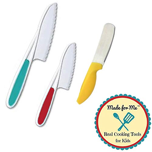  [AUSTRALIA] - My First Cooking Tools - Educational Kid Safe Knives & Snack Making Set for Little Chefs - AGE 3+ Years - Reinforces Fine Motor Skills & Eye-Hand Coordination! Beginner's Knife Children Toddlers