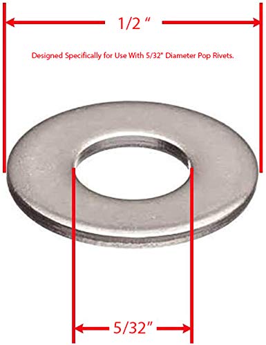  [AUSTRALIA] - Persberg 220pcs Back-up Washers for Rivets, Choose Size, for rivets 5/32", 304 18-8 Stainless Steel, plain (P25) 5/32 inch #5 (ID) X 1/2" (OD)