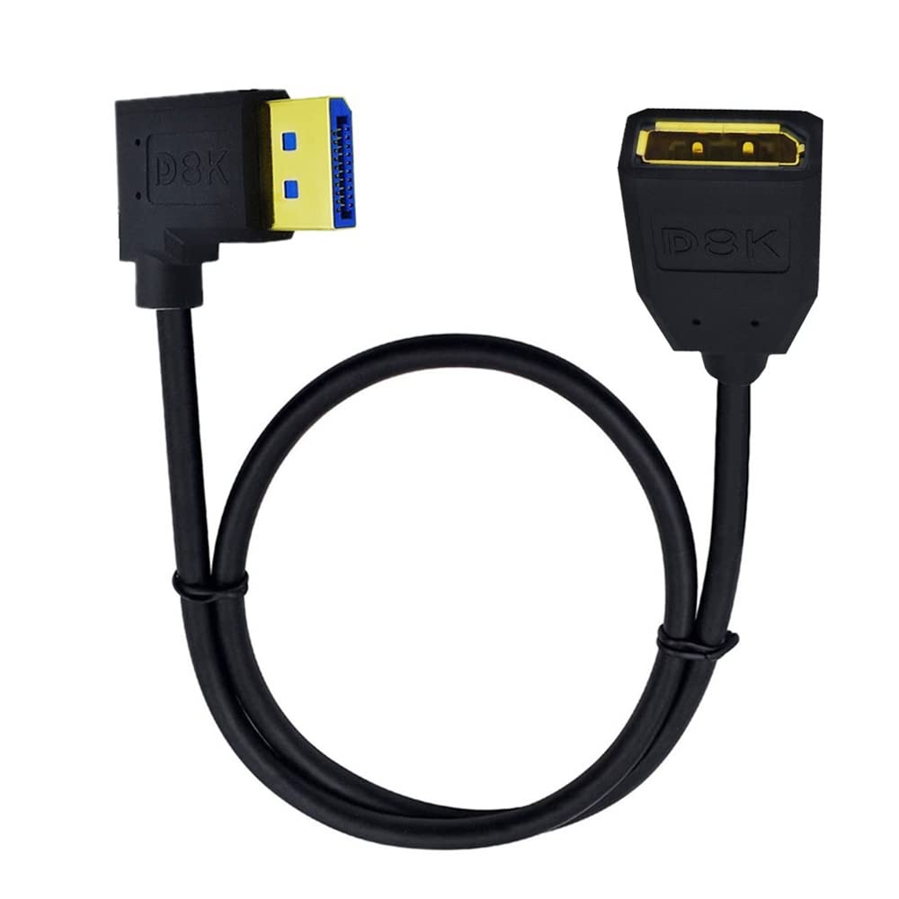  [AUSTRALIA] - Kework 12 Inch DisplayPort 8K Extension Cable, 90 Degree Right Angle DP Male to DP Female Extender Ultra HD Cable, DisplayPort 1.4 Version Extension Adapter Cord Support 8K@60HZ (Right AM to FM) Right Angle AM to FM