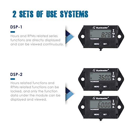  [AUSTRALIA] - Runleader Digital Hour Meter Tachometer, Maintenance Reminder, Alert RPM Reminder, Initial hours Settable, User shutdown, Use for ZTR Lawn Mower Generator Marine ATV Motor and Gas Powered Equipment