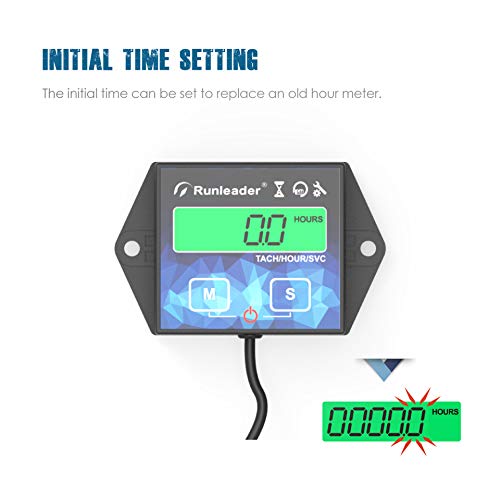  [AUSTRALIA] - Runleader Backlight Hour Meter Tachometer, Maintenance Reminder, Battery Replaceable, User Shutdown,Use for Lawn Mower Tractor Generator Marine Outboard ATV Motor Snowmobile and Gas Powered Equipment