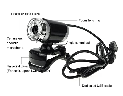  [AUSTRALIA] - Webcam with Microphone, 1080P Full HD 12MP Web Camera, USB Clip-on Computer Web Cam 360 Degree Rotation for PC Laptop for YouTube Video Broadcasting Live Streaming(Black+Silver) Black+Silver