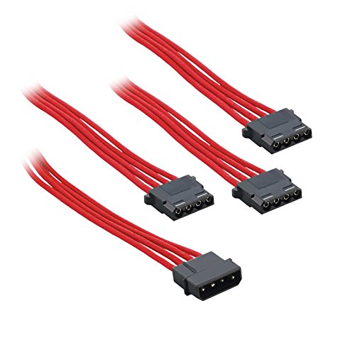 CableMod ModFlex Sleeved Molex to 3 x Molex Adapter (Red, 60cm) Red - LeoForward Australia