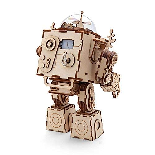 ROKR 3D Wooden Puzzle Music Box Craft Toys Best Gifts for Men Women Kids Machinarium DIY Robot Figures with Light for Christmas Birthday - LeoForward Australia