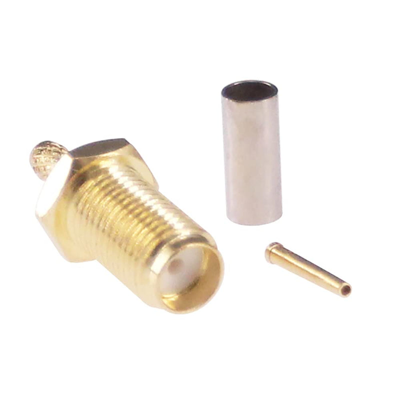 [AUSTRALIA] - RFaha 15sets SMA Female Bulkhead Crimp Connector Gold-Plated Straight for RG316 RG174 Cable(F54-15)