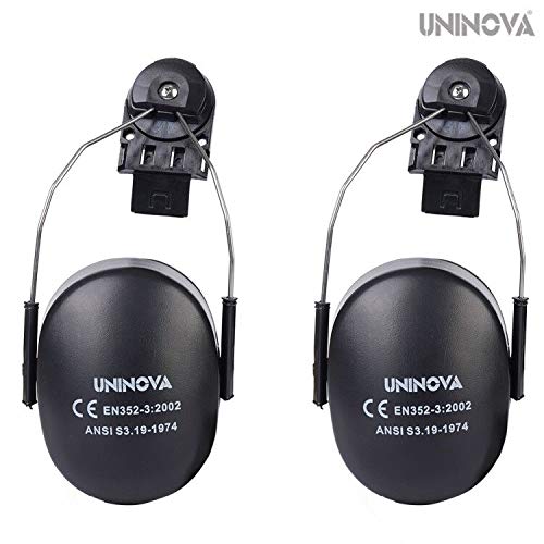  [AUSTRALIA] - UNINOVA Hard Hat Attachment Earmuff - Helmet Attachable Ear Muff - ANSI NRR 24dB Black