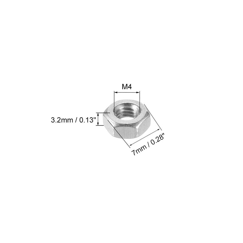  [AUSTRALIA] - uxcell Hex Nuts, M4x0.7mm Metric Coarse Thread Hexagon Nut, Stainless Steel 304, Pack of 50