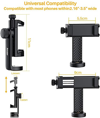 Anozer Tripod Cell Phone Mount Adapter, Universal Smartphone Tripod Mount with Cold Shoe, 360°Rotatable Phone Holder, Fits Tripod, Monopod & Selfie Stick, Compatible with iPhone, Samsung & All Phones - LeoForward Australia