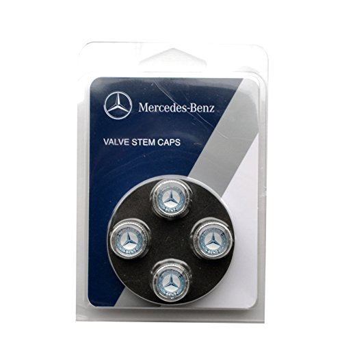  [AUSTRALIA] - Mercedes Benz Genuine Q-6-40-8131 - Valve STEM CAPS, Blue Laurel Wreath