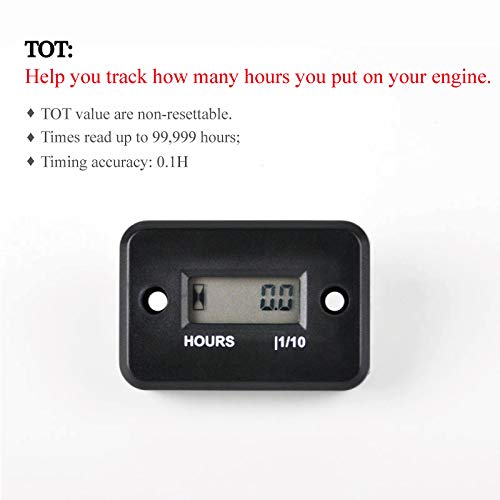  [AUSTRALIA] - Runleader Digital Inductive Hour Meter,Maintenance Hour Meter for Riding Lawn Mower Tractor Log Spliter Boat Outboard Motor Marine Inverter Generator ATV Dirt Bike Snowmobile Motorcycle (HM006A-BK)