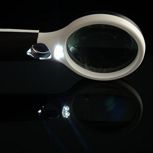 Magnifier 3 LED Light, Marrywindix 3X 45X Handheld Magnifier Reading Magnifying Glass Lens Jewelry Loupe White and Black - LeoForward Australia