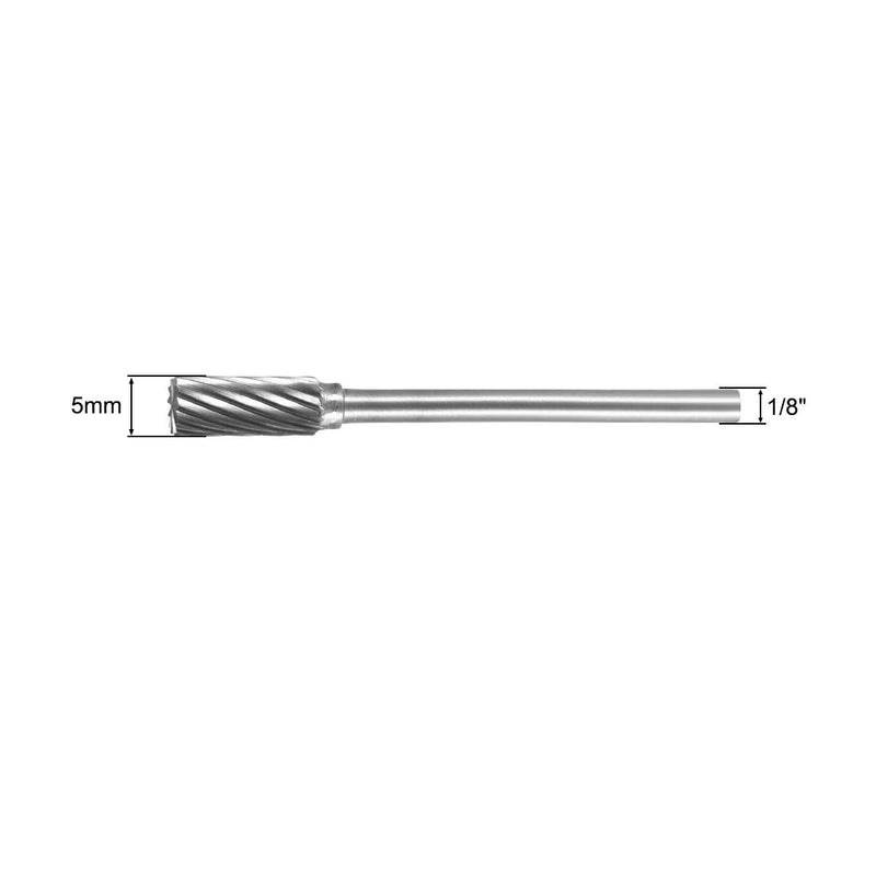 uxcell Tungsten Carbide Rotary Files 1/8" Shank, Single Cut Cylindrical Radius End Rotary Burrs Tool 5mm Dia, for Die Grinder Drill Bit Hard Metal Carving Polishing Model Engineering - LeoForward Australia