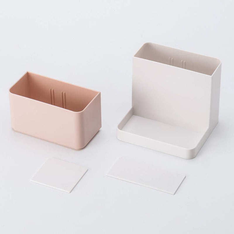 Poeland Desktop Storage Organizer Pencil Card Holder Box Container for Desk, Office Supplies, Vanity Table White+Pink - LeoForward Australia