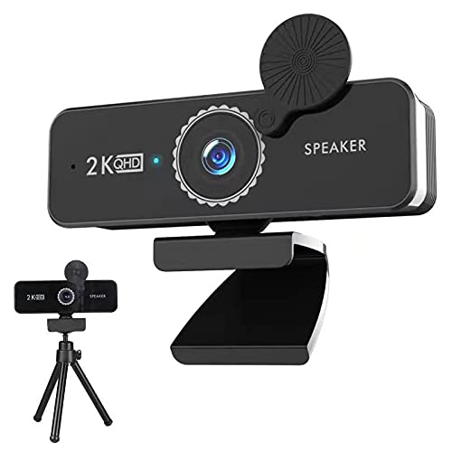  [AUSTRALIA] - Turui Webcam 2K QHD for Desktop,USB Web Cam with Builtin Noise Reduction Dual Microphones and Builtin Two Speakers, Desktop Computer Camera Streaming Camera for Video Conferencing, Teaching
