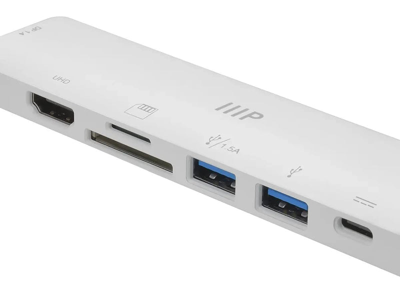  [AUSTRALIA] - Monoprice 7-in-1 USB-C Multiport 4K HDMI Adapter, 4K@60Hz HDMI, Card Readers, Ethernet, and 100W Power Delivery, Compatible with MacBook Pro/Air 2020, Galaxy S21, iPad Pro 2020