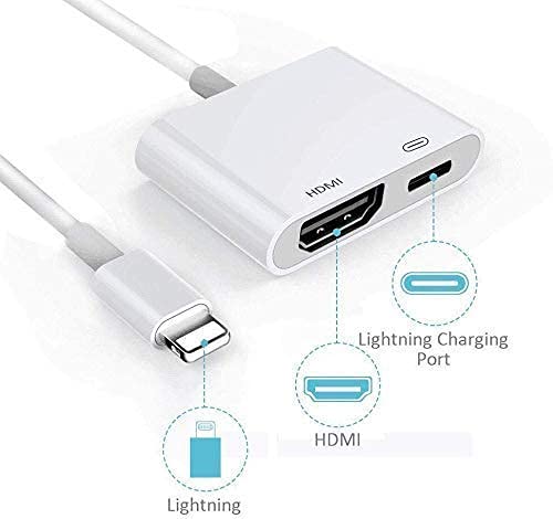  [AUSTRALIA] - [Apple MFi Certified] Lightning to HDMI Digital AV Adapter,1080P Video & Audio Sync Screen Converter AV Adapter with Charging Port for iPhone HDMI Converter to HD TV/Projector/Monitor Support All iOS