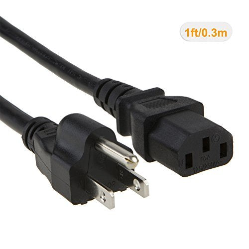  [AUSTRALIA] - CableCreation [2-Pack] 1 Feet 18 AWG Universal Power Cord for NEMA 5-15P to IEC320C13 Cable, 0.3M / Black