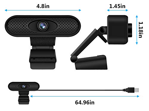 [AUSTRALIA] - Webcam with Microphone, LFS 1080P HD Streaming USB Computer Webcam 65 inch Long Cable Manual Focus Noise Reduction [Plug and Play] [30fps] for PC Video Conferencing/Calling, Laptop/Desktop Mac