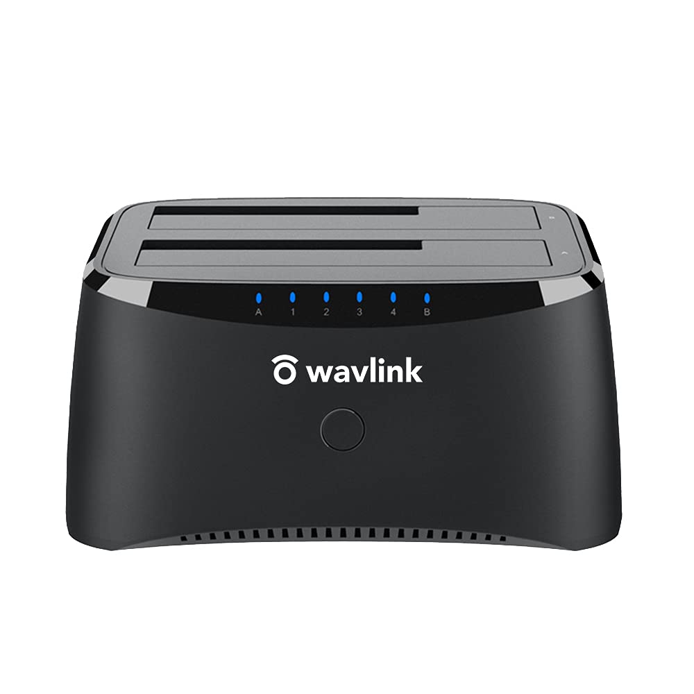  [AUSTRALIA] - WAVLINK USB 3.0 to SATA Dual Bay External Hard Drive Docking Station for 2.5/3.5 Inch HDD/SSD with UASP (6Gbps), Support Offline Clone/Duplicator Function [20TB X2 ] ST342U-BL