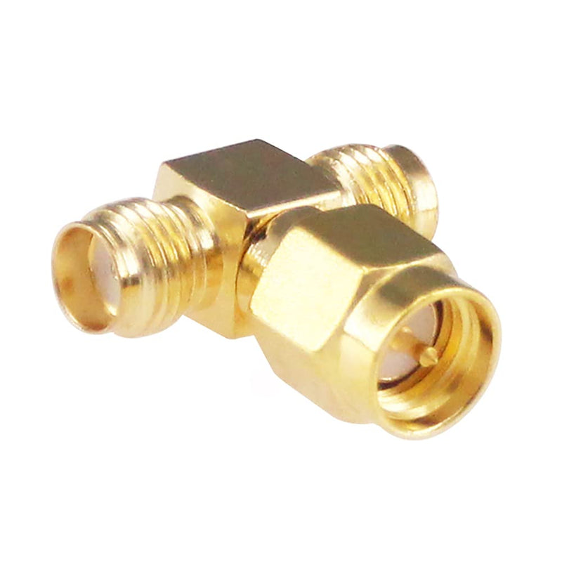  [AUSTRALIA] - RFaha 4pcs Antenna Adapter SMA Male to Dual SMA Female Connector T Type 3 Way Splitter Antenna Converter(NOT for TV)(F06-4)