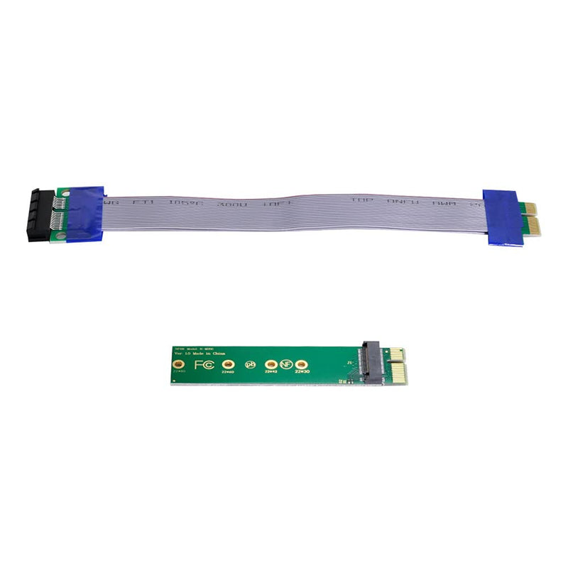  [AUSTRALIA] - Xiwai NGFF M-Key NVME AHCI SSD to PCI-E 3.0 1x x1 Vertical Adapter with Cable Male to Female Extension Green 1x