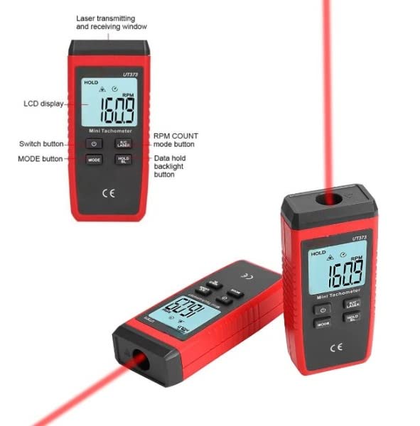  [AUSTRALIA] - Telituny Tach UT373 Mini Non-Contact Digital LCD Tachometer Laser RPM Tach Speed Meter for Home Lab Factory