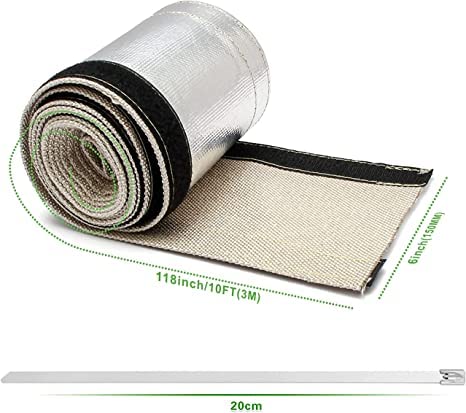  [AUSTRALIA] - Heat Shroud Aluminized Sleeving Heat Shield Fuel line Wire Heat Sleeve for Ultimate Heat Protection Hose Wire Sleeving, 1-1/2" I.D.x 10FT with 10PCS Stainless Steel Cable Metal Ties-Silver 1-1/2"ID*10FT