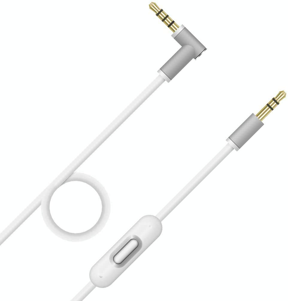  [AUSTRALIA] - Beats Replacement Audio Cable Cord Wire with in-line Microphone and Control for Beats by Dr Dre Headphones Solo Studio Pro Detox Wireless Mixr Executive Pill (White) White