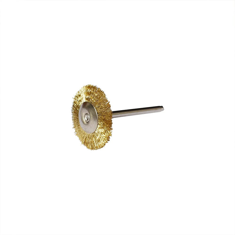  [AUSTRALIA] - Albedel 5 pcs Brass Wire Brushes T-shaped Wheels Polishing 4/5" Dia w/Shank 1/8" for Rotary Tools