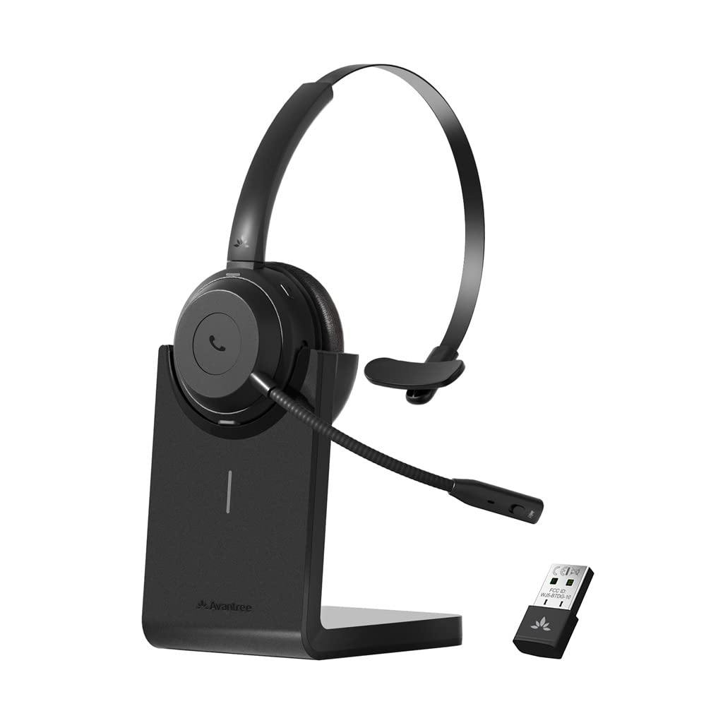  [AUSTRALIA] - Avantree Alto Solo - Bluetooth 5.1 Wireless Headset with USB Adapter & Noise Cancelling Microphone, Support Phone & PC Simutaneously, Mute Switch, Busy Light, Wired Use for Computer Laptop