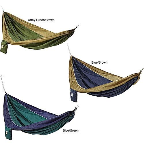  [AUSTRALIA] - Hammaka Parachute Silk Lightweight Portable Double Hammock In Blue / Green