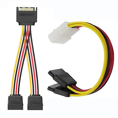  [AUSTRALIA] - Qook SSD / SATA III Hard Drive Connection Cables (1x 4 Pin to Dual 15 Pin SATA Power Splitter Cable, 1x 15 Pin to Dual 15 Pin SATA Power Splitter Cable, 4x SATA Data Cables), 6 Pack