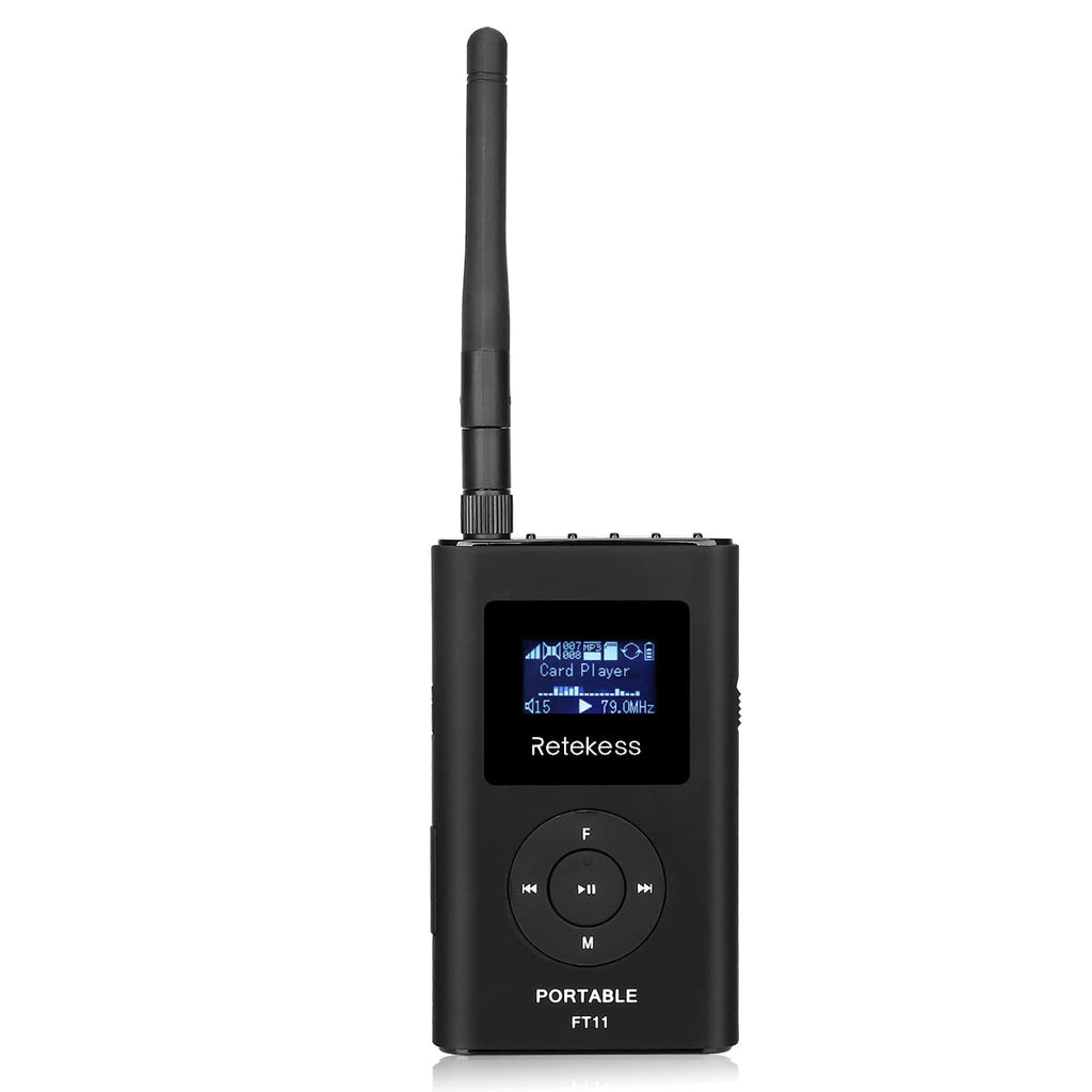  [AUSTRALIA] - Retekess FT11 FM Transmitter,Portable FM Broadcast Transmitter for Church with Microphone, Rechargeable FM Radio Stereo Station for Drive-in Movie,Parking Lot,Support TF Card AUX Input