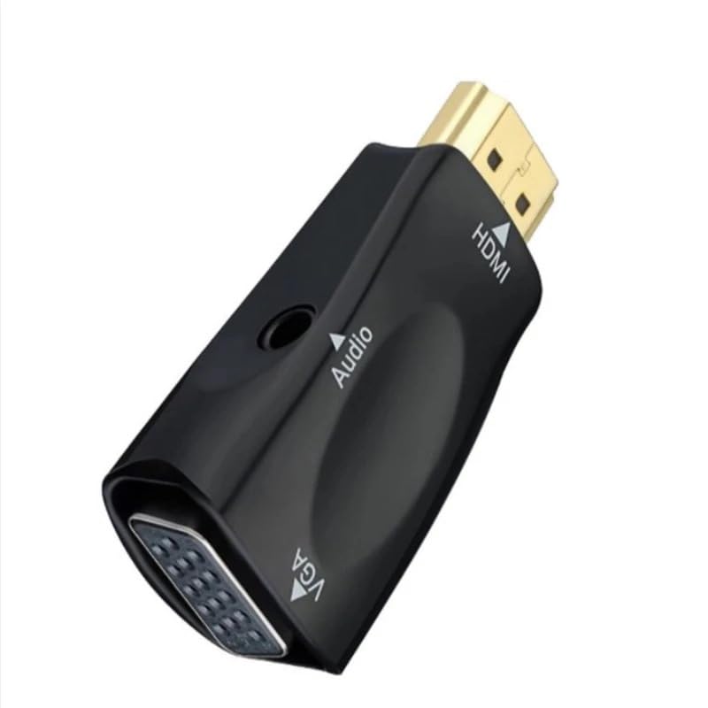  [AUSTRALIA] - HDMI to VGA Converter, Audio Cable 1080P 60Hz HDMI Male VGA Female Adapter with Audio Transmission 3.5mm Jack Audio Socket Gold Plated Connector