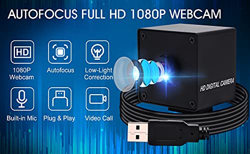  [AUSTRALIA] - Webcamera usb 2MP 1080P Usb Camera CMOS OV2710 Sensor with Autofocus 100 Degree Lens Webcam,Usb with Cameras Support 1920X1080@30fps,UVC Compliant Cam,Web Cams Support Most OS,High Speed USB2.0 Webcam Autofocus 100 degree lens with black box case