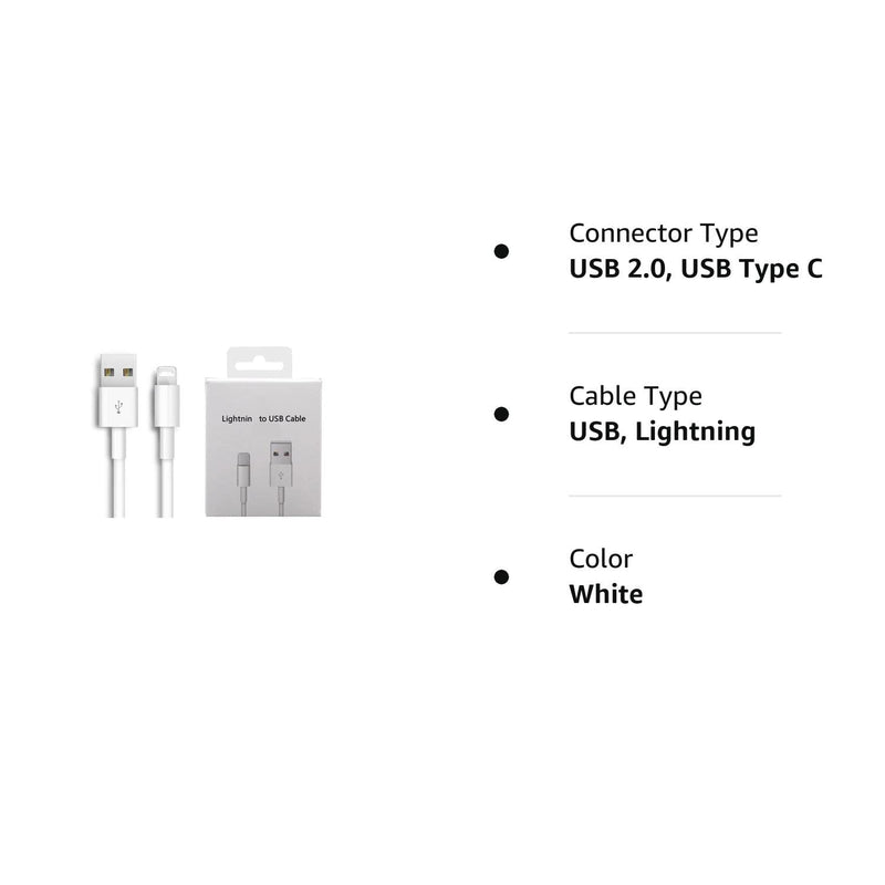  [AUSTRALIA] - 1Pack Apple Original Charger [Apple MFi Certified] Lightning to USB Cable Compatible iPhone Xs Max/Xr/Xs/X/8/7/6s/6plus/5s,iPad Pro/Air/Mini,iPod Touch(White 2M/6.6FT) Original Certified