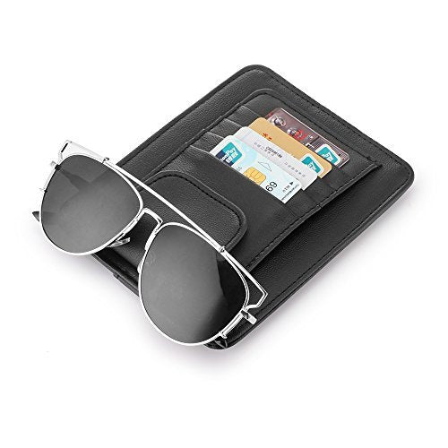  [AUSTRALIA] - Car Auto Visor Organizer, ONEVER Car Sun Visor Holder Car Storage Sunglasses Clip Holder, Black