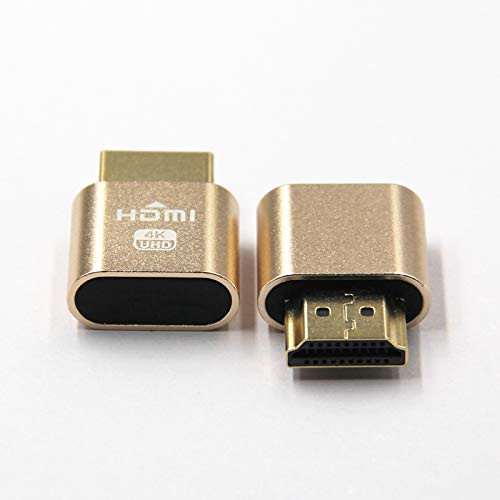  [AUSTRALIA] - HDMI DDC EDID Dummy Plug,[3840x2160@60Hz New Generation] VGA Virtual Display Adapter Headless Ghost Display Emulator Lock Plate for Ethereum ETH ZEC BTC Mining (2 Pack)…