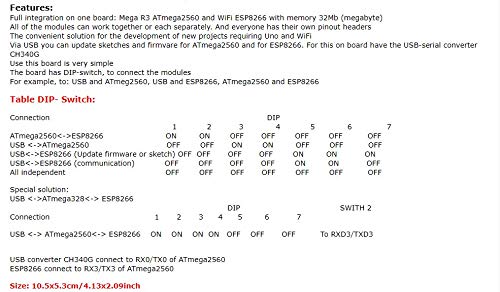  [AUSTRALIA] - Songhe Mega2560 + WiFi R3 ATmega2560+ESP8266 32Mb Memory USB-TTL CH340G. Compatible for Arduino Mega NodeMCU for WeMos ESP8266