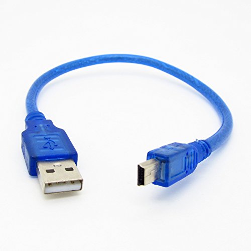  [AUSTRALIA] - JIUWU Blue Short USB 2.0 A Male to Mini 5Pin B Male Data Charging Cable 30cm