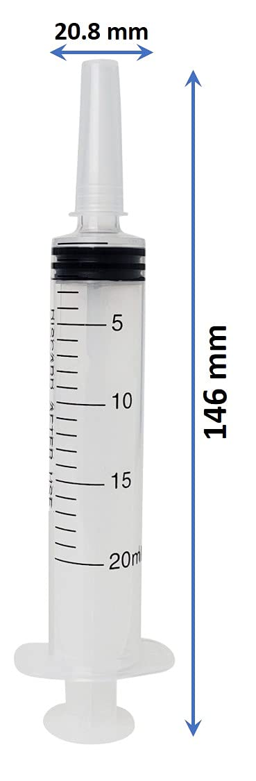  [AUSTRALIA] - 20 ml, 20 cc, Large Plastic Syringe for Scientific and Industrial Use, Sterile, Individually Packed. (Pack of 20)