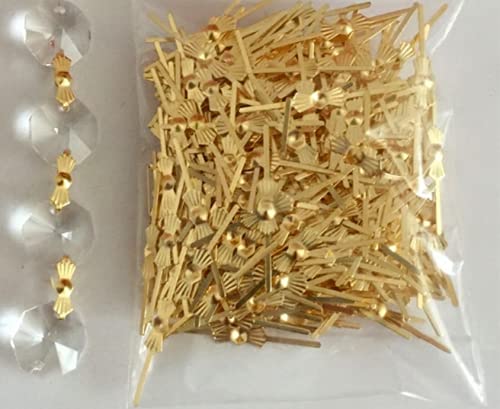  [AUSTRALIA] - 500pcs Chandelier lamp Part connectors chlips Bowtie pins 33mm for Fastening Crystals Bead Parts Chandelier Replacements Lighting Accessories (Gold)