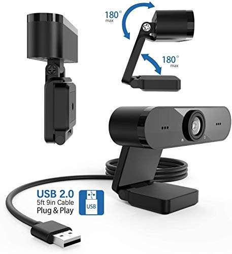  [AUSTRALIA] - 1080P Webcam with Microphone, High-Definition Desktop or Laptop Webcam, USB Camera with Built-in Microphone [Plug and Play], High-Definition for Video Calls, Recording, Meetings, Streaming, Games