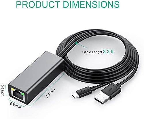  [AUSTRALIA] - Fire TV Stick Ethernet Adapter,Ethernet Adapter for Fire Stick and Chromecast,Chromecast Ultra 4k,Fire TV Cube,Chromecast 3/2/1,Micro USB to LAN RJ45 with Power Supply Cable