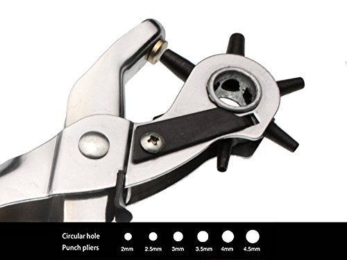  [AUSTRALIA] - BlueSunshine Heavy Duty Leather Hole Punch Toolfor Belts, Watch Bands, Dog Collars, Saddles, Fabric, DIY Home or Craft Projects. – Revolving For Quick Size Adjustment Plier – 6 Sizes Puncher