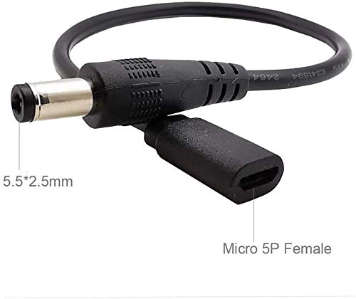  [AUSTRALIA] - MMNNE 8inch DC 5.5mm x 2.5mm Male to Micro USB 5pin Female DC Power Supply Extension Adapter Cable 22AWG 3A