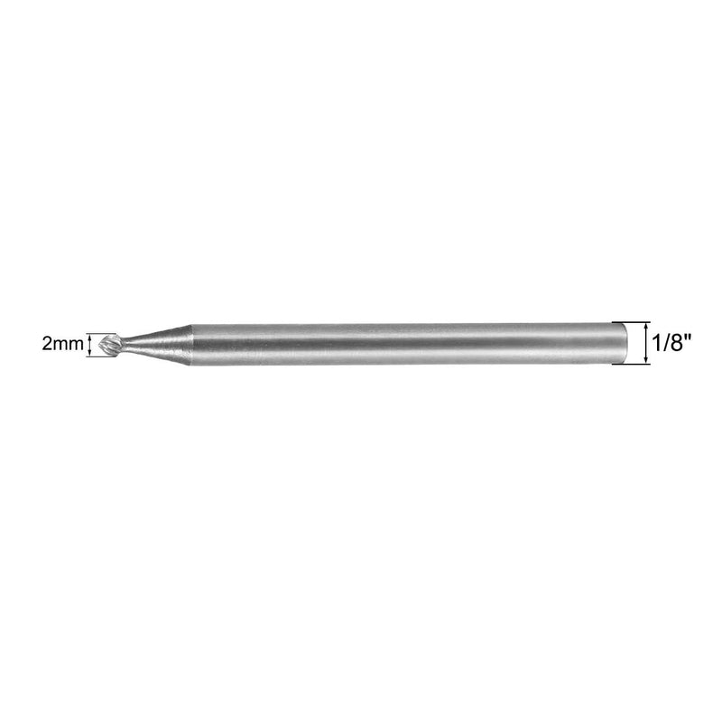 uxcell Tungsten Carbide Rotary Files 1/8" Shank, Single Cut Ball Shape Rotary Burrs Tool 2mm Dia, for Die Grinder Drill Bit Alloy Steel Hard Metal Carving Polishing Engraving, 2pcs 3mm x 2mm - LeoForward Australia